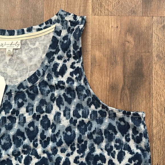 Sleeveless Dress (NWT)- Blue Leopard Print- XL - Picture 3 of 4